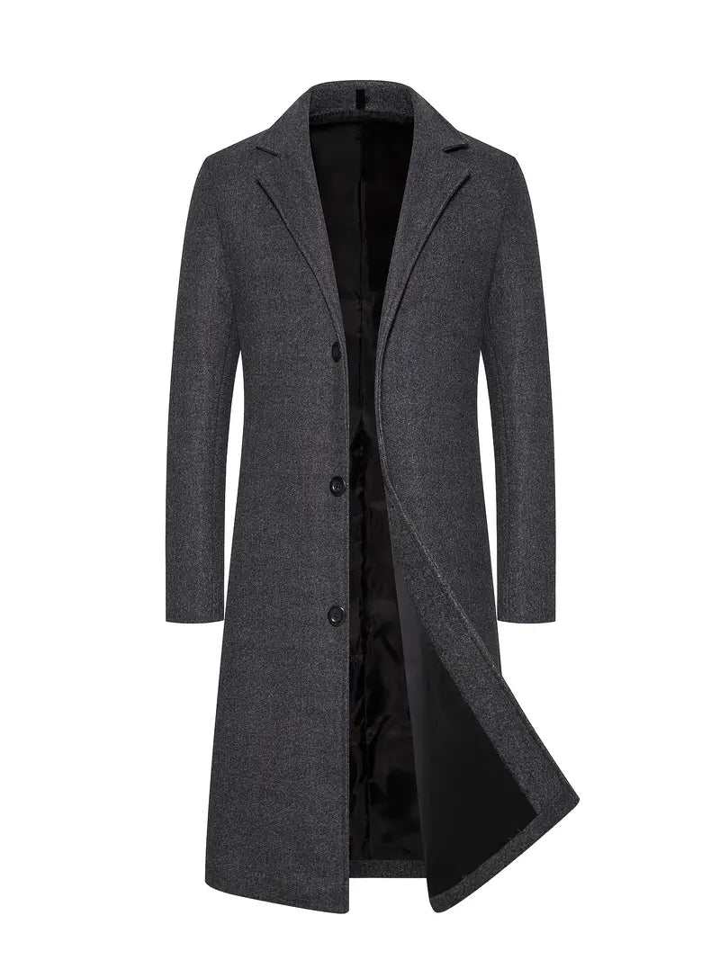 Anson | Long Notched Lapel Winter Coat for Men