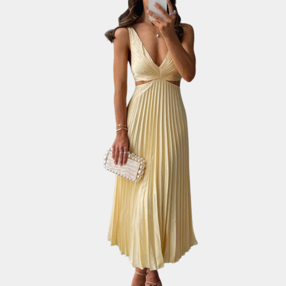Celine | Twilight Elegance Pleated Maxi Dress