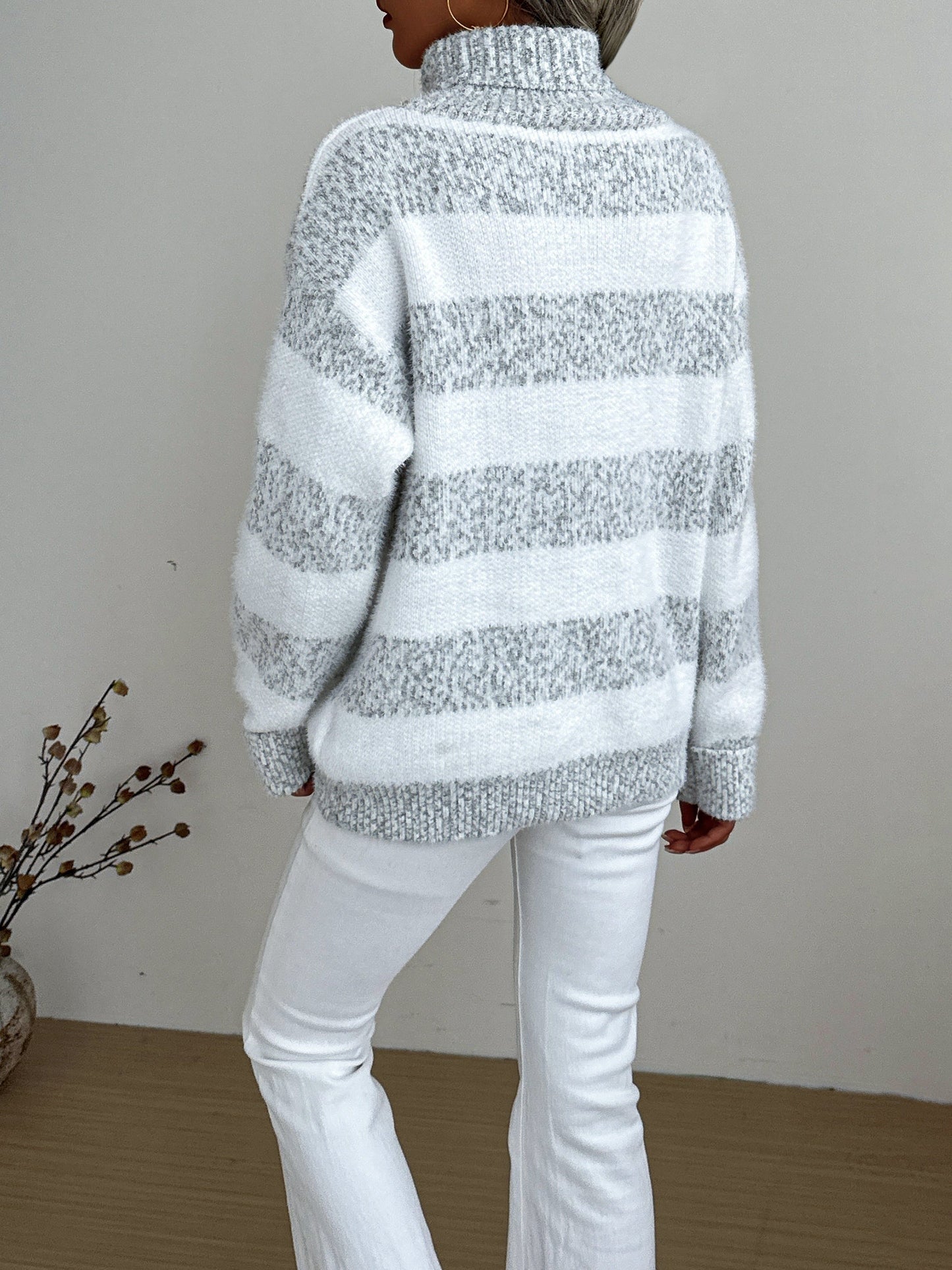 Striped Turtleneck Jumper For Women