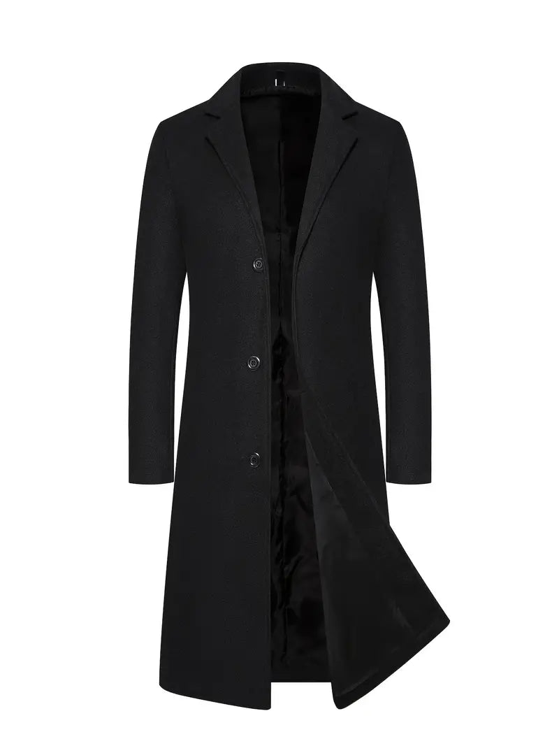 Anson | Long Notched Lapel Winter Coat for Men